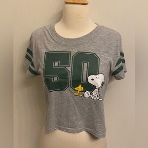 Aeropostale Gray Snoopy and Woodstock Crop Top